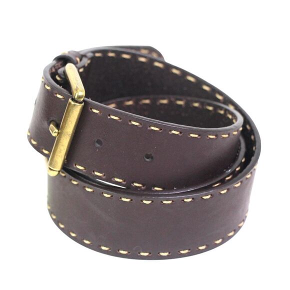 Anne Klein BROWN REAL LEATHER STITCH 1.5"Wd DRESS CASUAL WOMEN'S BELT Sz XL (I32 - Picture 3 of 16